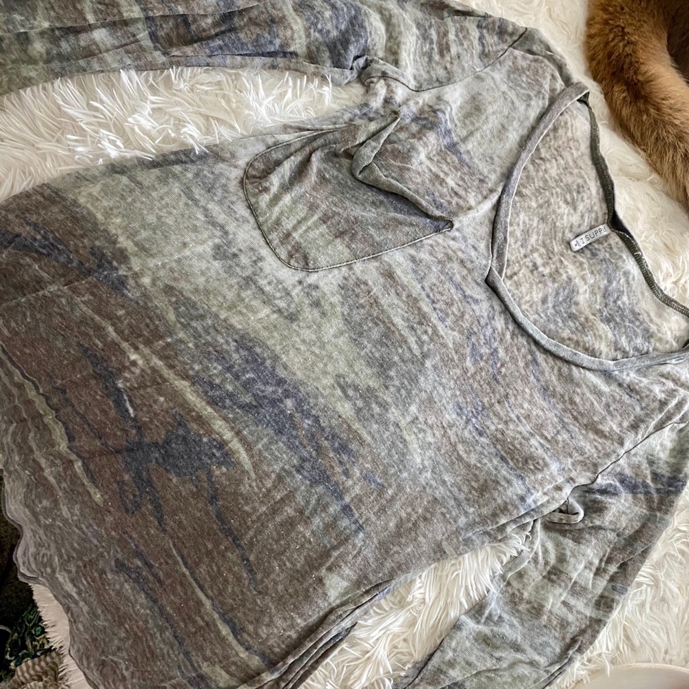 Z Supply Long Sleeve Camo Pocket Tee